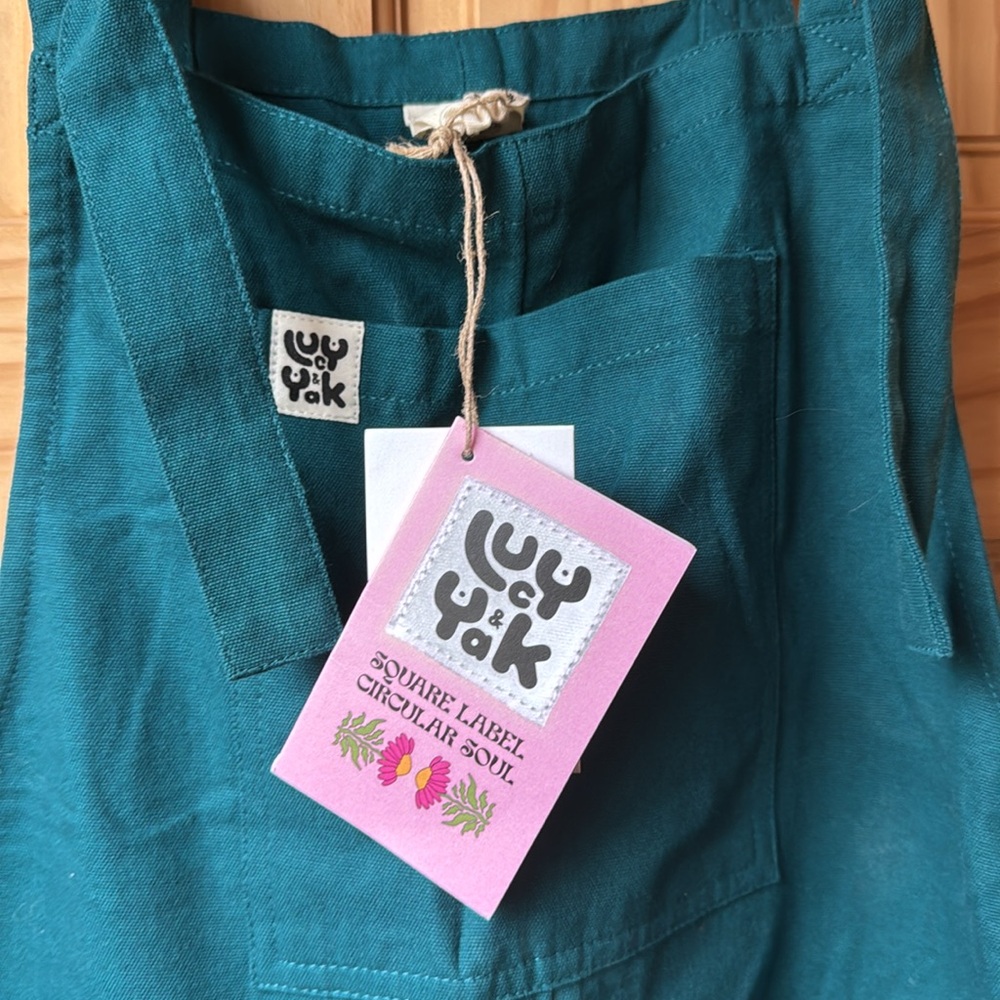 NWT Lucy & Yak teal canvas overalls in size 8 long